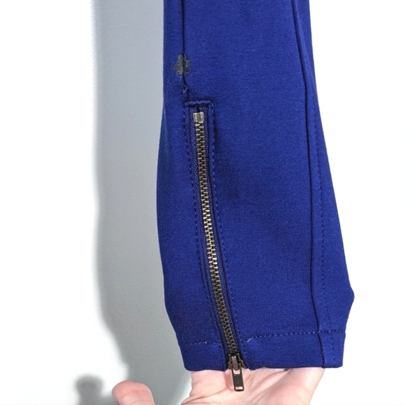 Anthropologie Essential Slim Blue Mid High Rise Jersey Trousers Comfy Size 00P - Picture 5 of 13